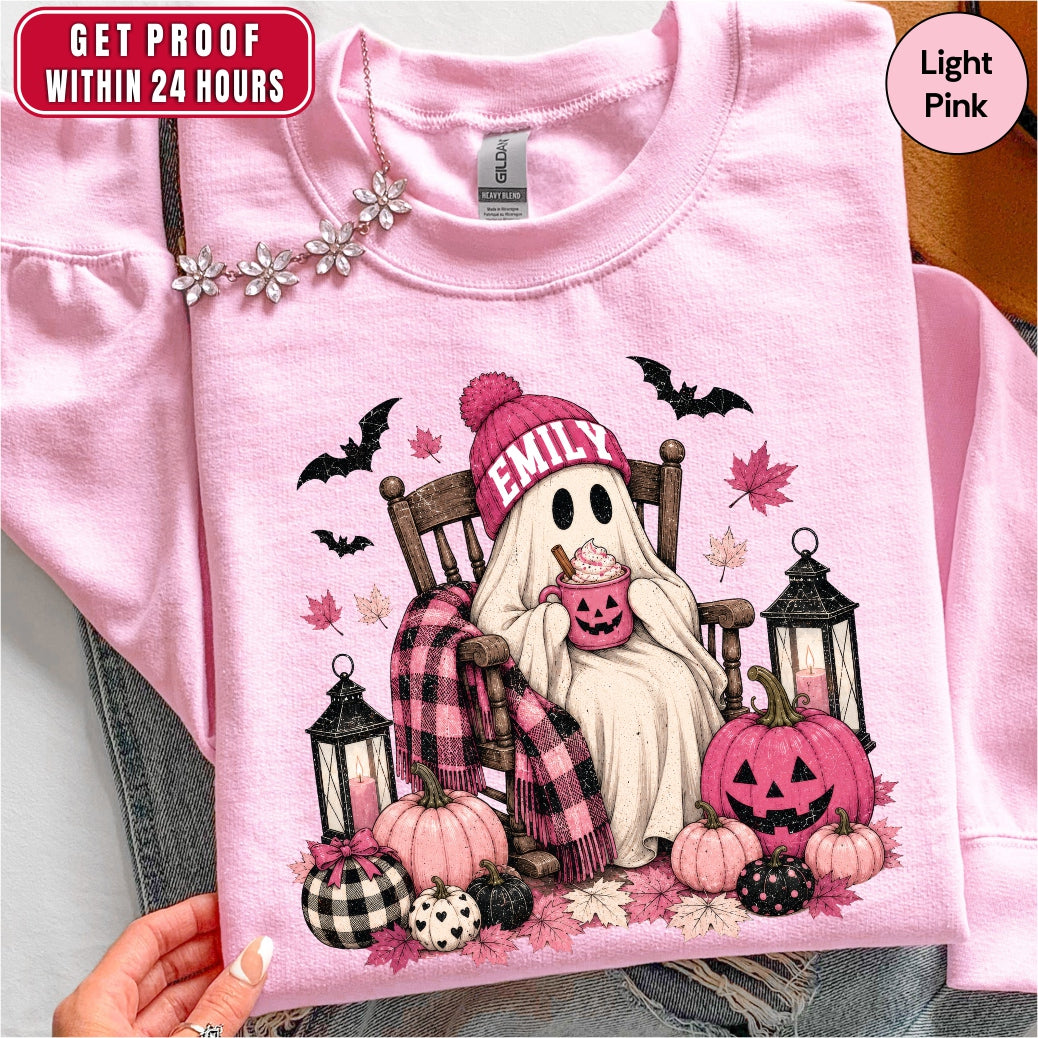 Personalized Cute Ghost Coffee Name Sweatshirt