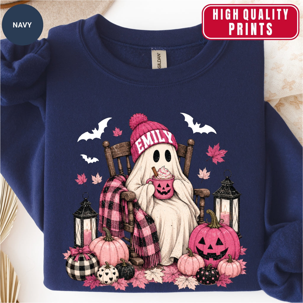 Personalized Cute Ghost Coffee Name Sweatshirt