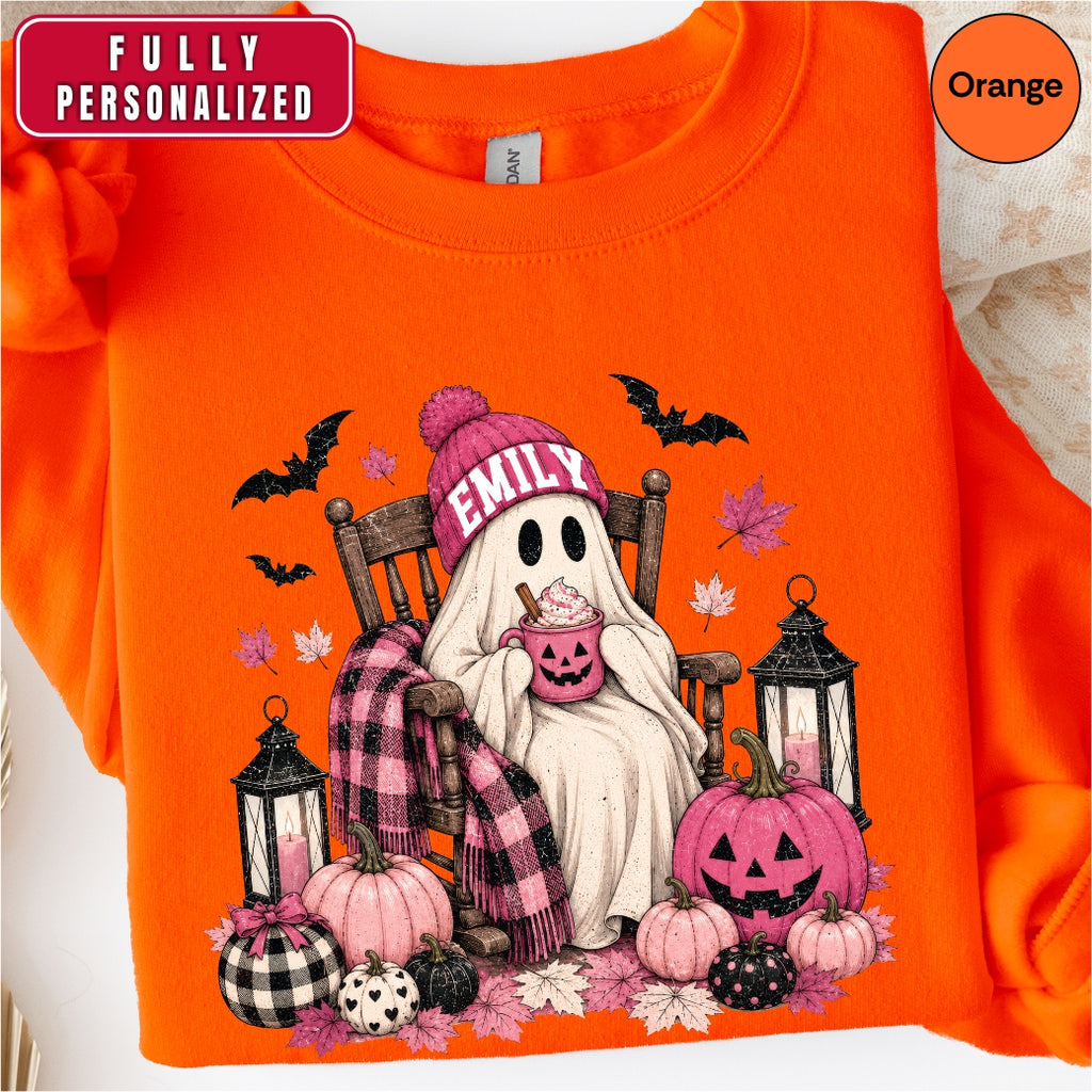 Personalized Cute Ghost Coffee Name Sweatshirt