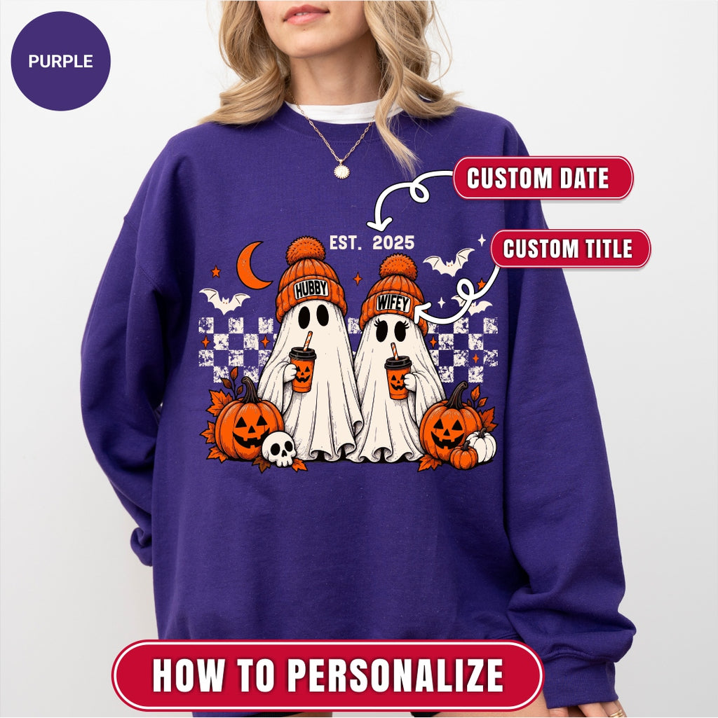 Personalized Hubby Wifey Halloween Couple Sweatshirt