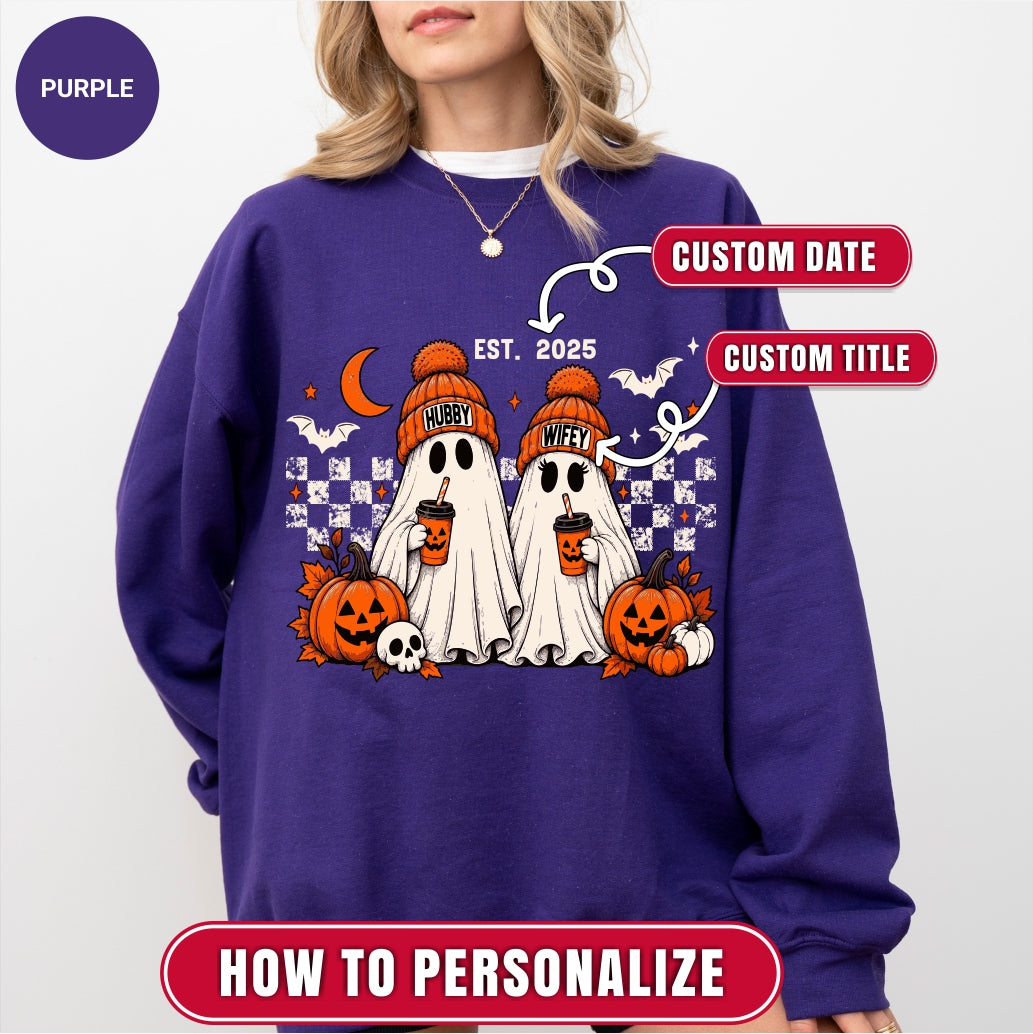 Personalized Hubby Wifey Halloween Couple Sweatshirt