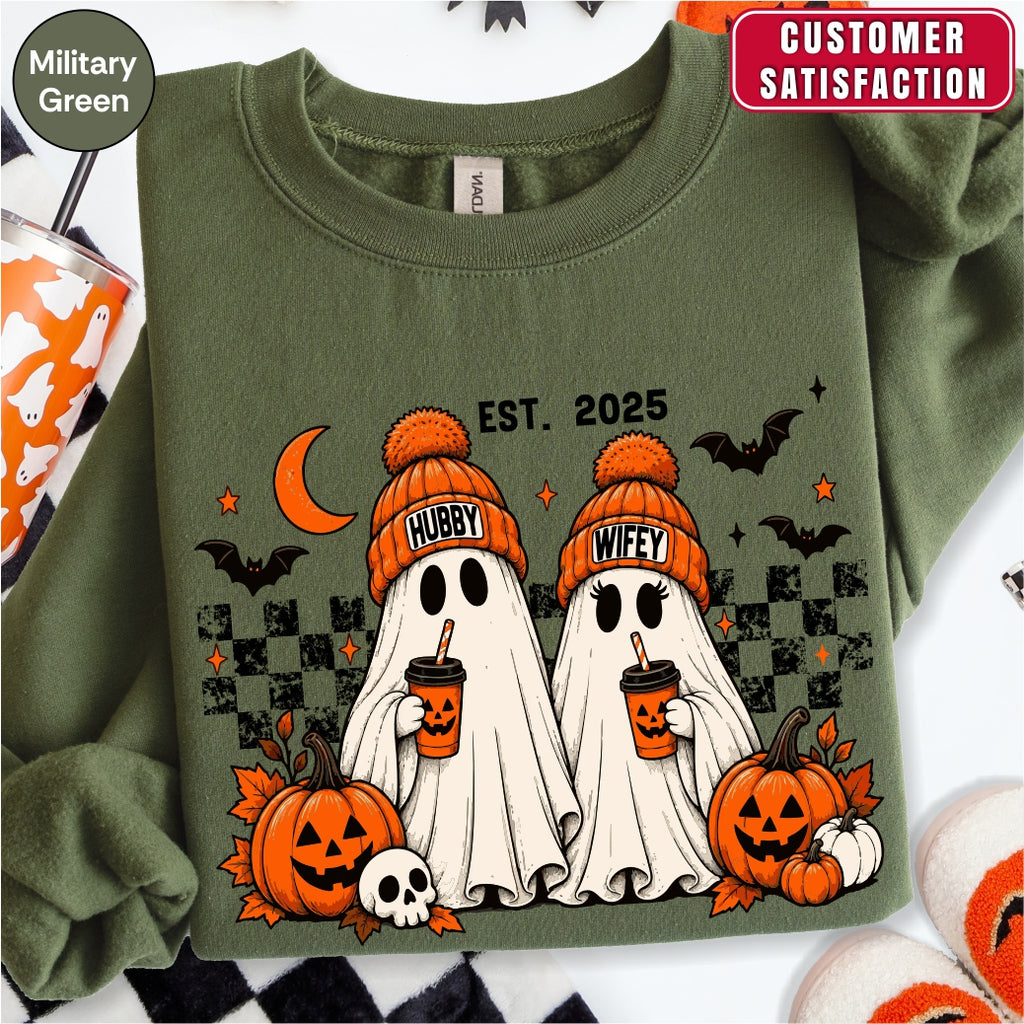 Personalized Hubby Wifey Halloween Couple Sweatshirt