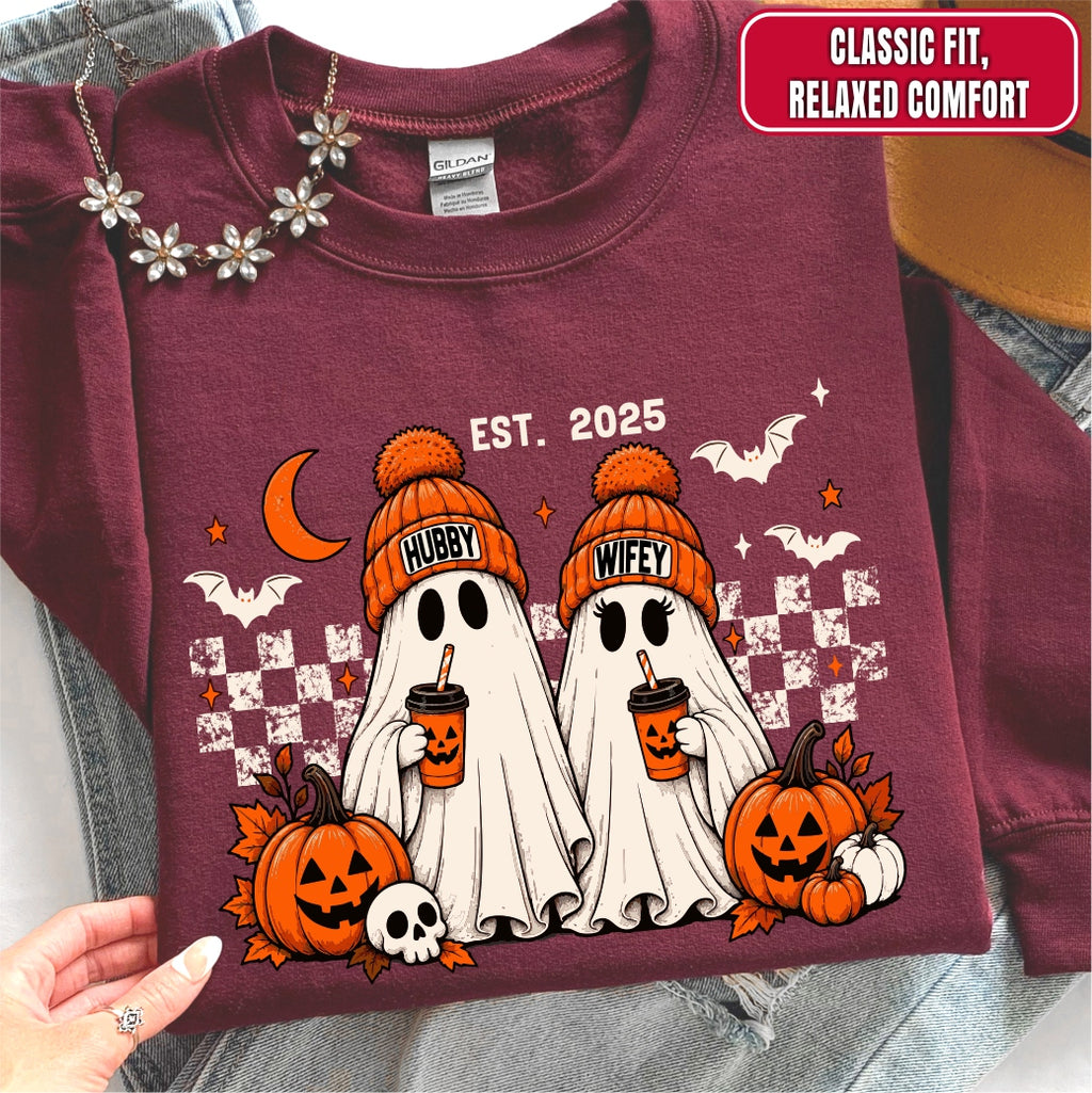 Personalized Hubby Wifey Halloween Couple Sweatshirt
