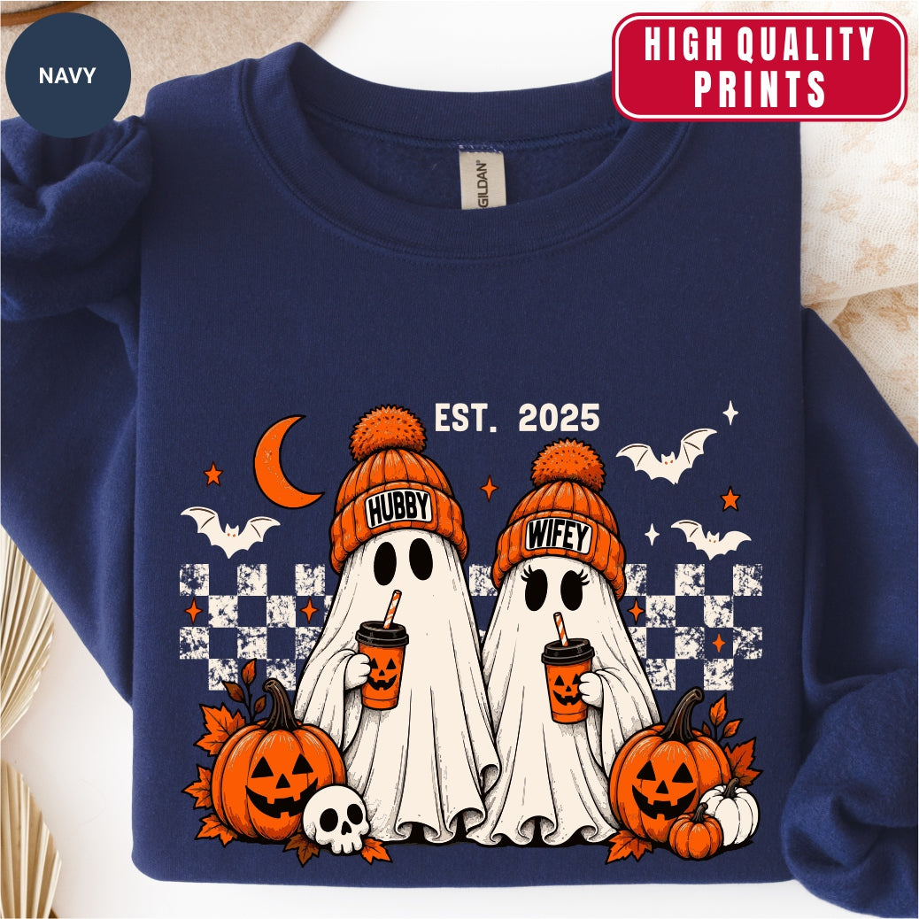 Personalized Hubby Wifey Halloween Couple Sweatshirt