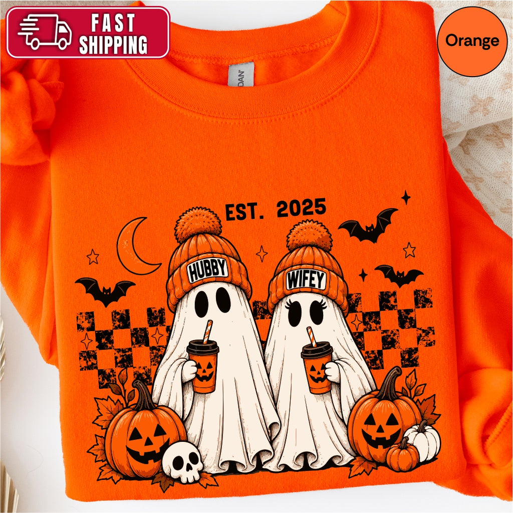 Personalized Hubby Wifey Halloween Couple Sweatshirt