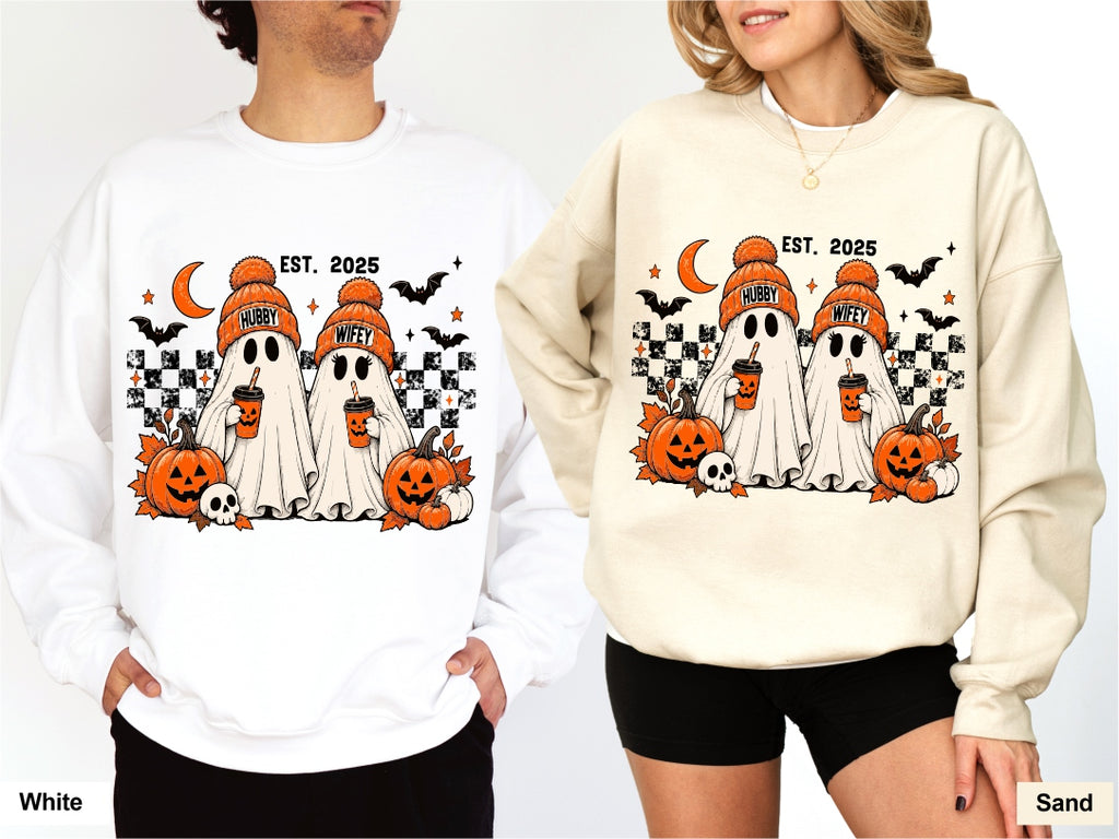 Personalized Hubby Wifey Halloween Couple Sweatshirt