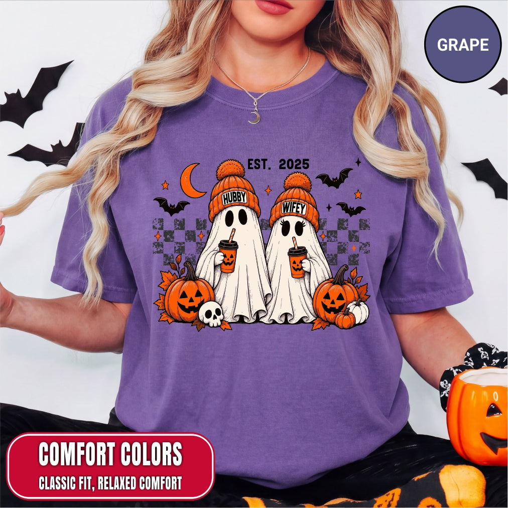 Personalized Hubby Wifey Retro Ghost Couple Shirt