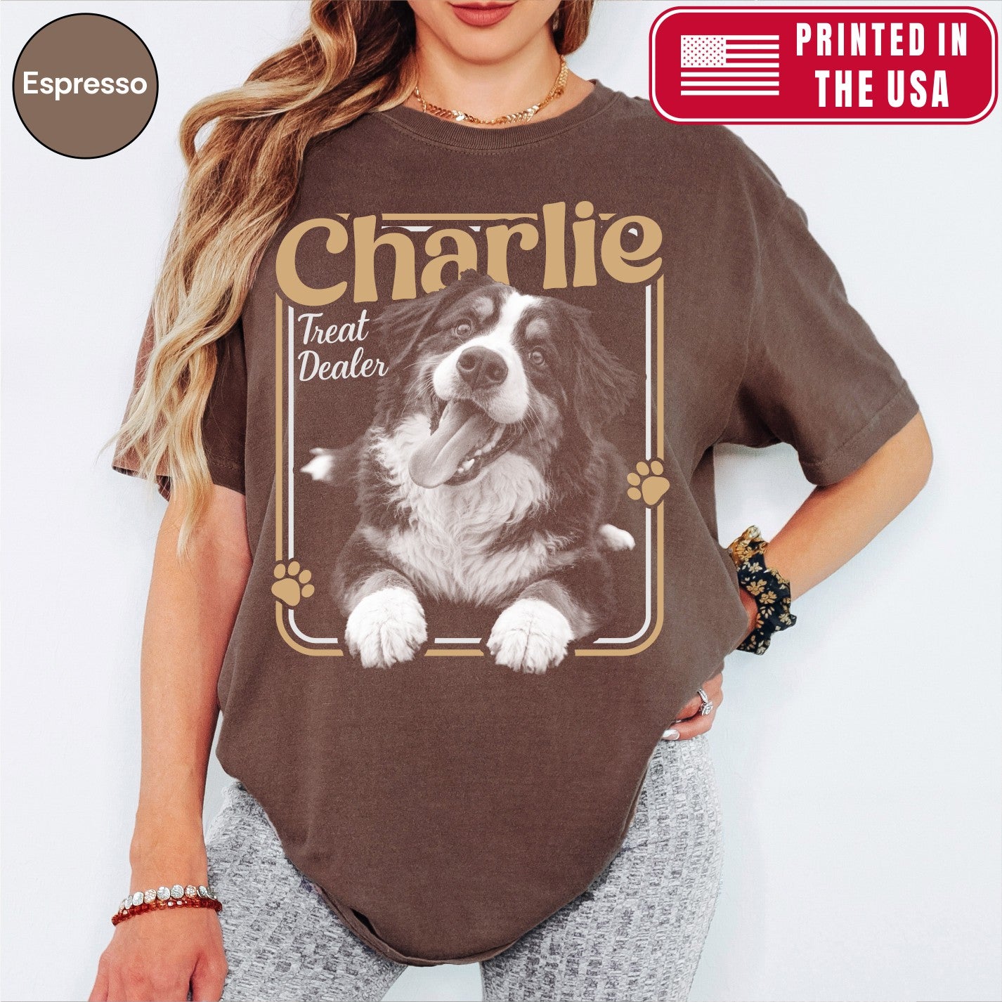 Custom Treat Dealer Dog Photo Shirt, Retro Western Saloon Style