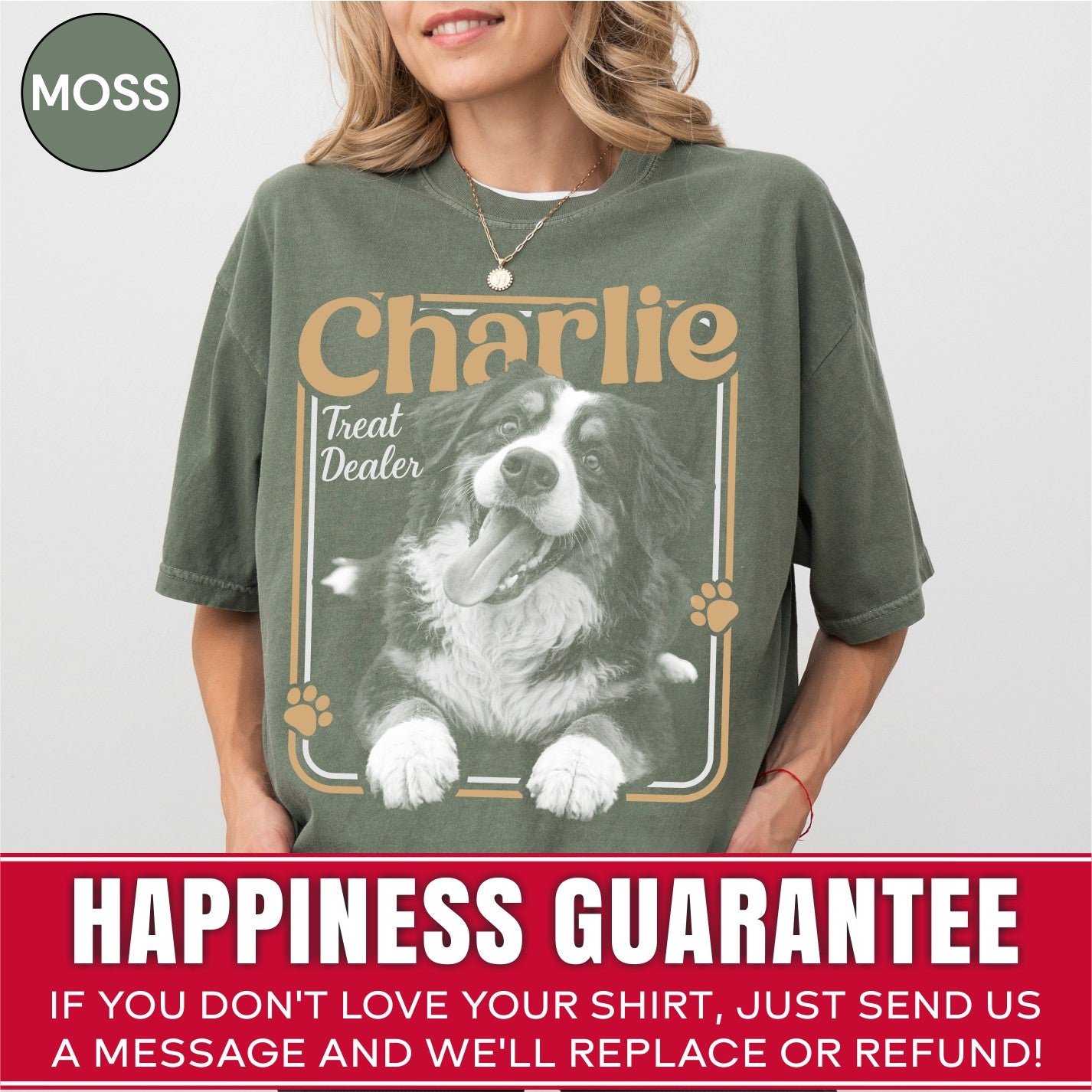 Custom Treat Dealer Dog Photo Shirt, Retro Western Saloon Style