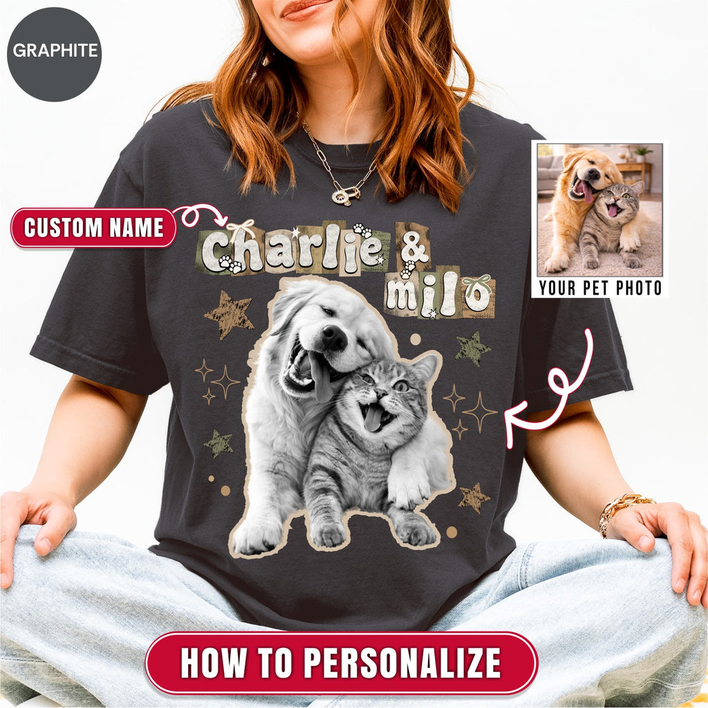 Custom Dog Scrapbook Retro Y2K Indie Style Shirt