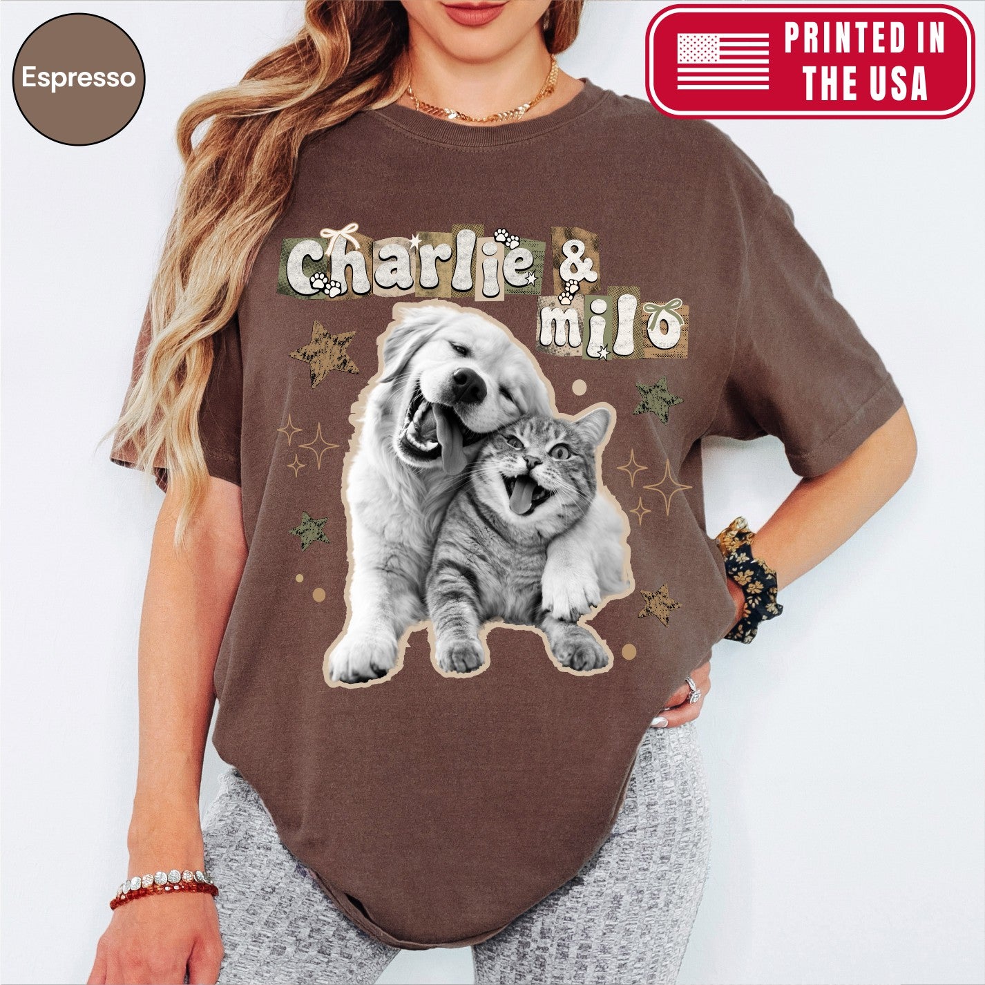 Custom Dog Scrapbook Retro Y2K Indie Style Shirt