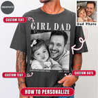 Girl Dad Custom Photo T-Shirt Vintage Black & White Dad & Daughter Tee