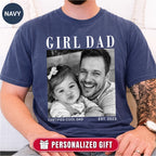 Girl Dad Custom Photo T-Shirt Vintage Black & White Dad & Daughter Tee