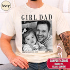 Girl Dad Custom Photo T-Shirt Vintage Black & White Dad & Daughter Tee