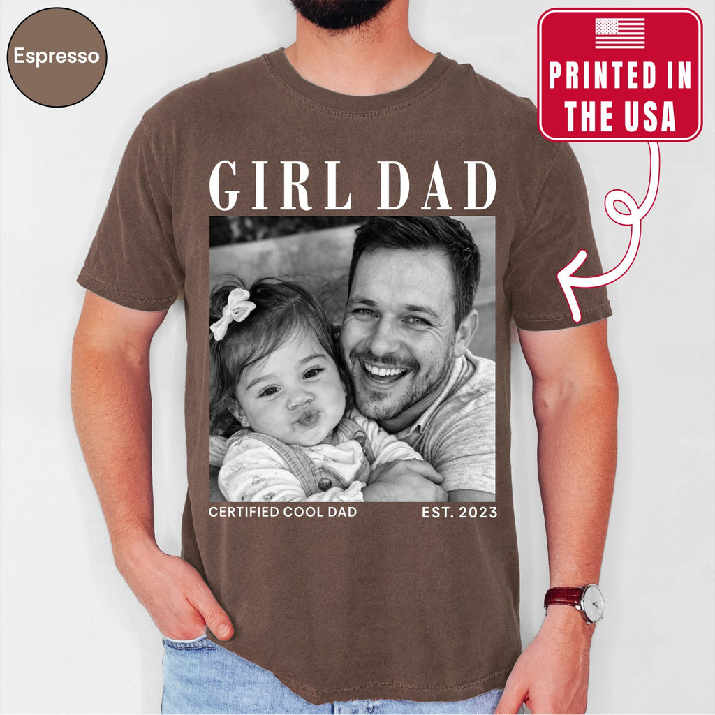 Girl Dad Custom Photo T-Shirt Vintage Black & White Dad & Daughter Tee