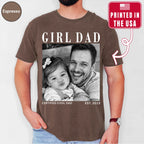 Girl Dad Custom Photo T-Shirt Vintage Black & White Dad & Daughter Tee