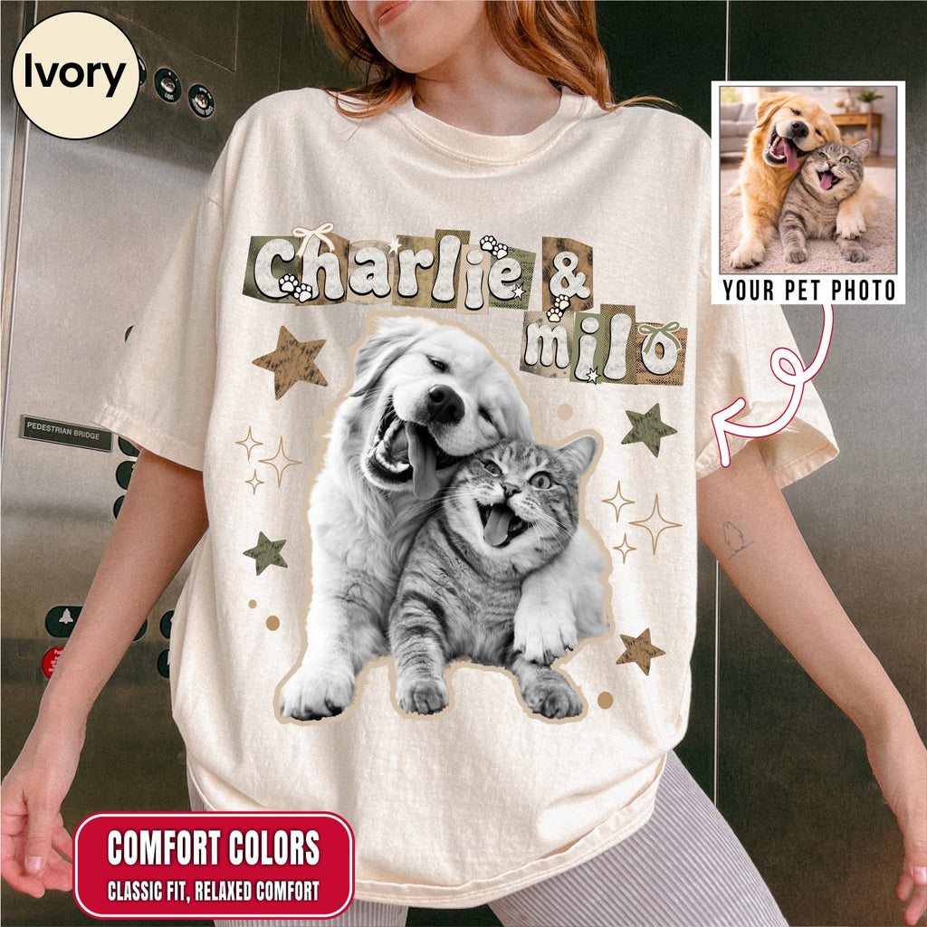 Custom Dog Cat Scrapbook Retro Y2K Indie Style Shirt