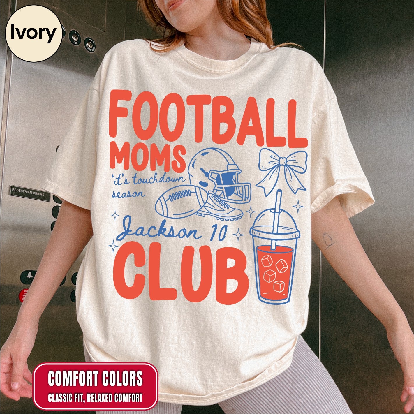 Custom Football Mom Club Shirt, Retro Football Doodle Style