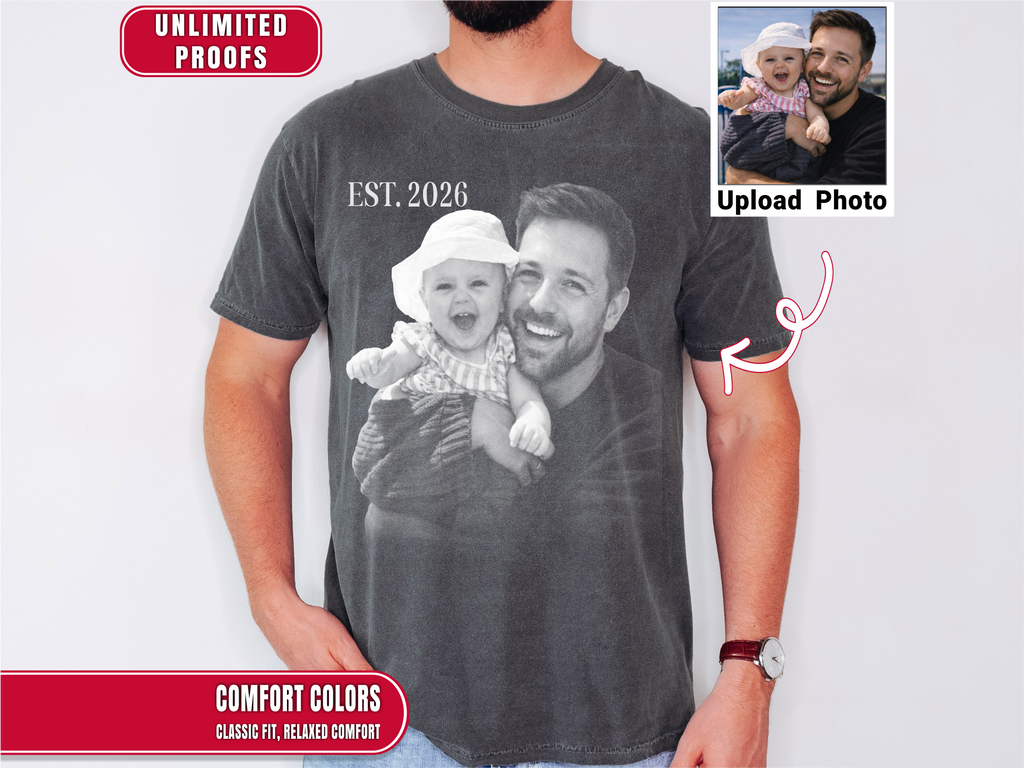 New Dad Est 2026 Shirt - Custom Dad Photo Tshirt