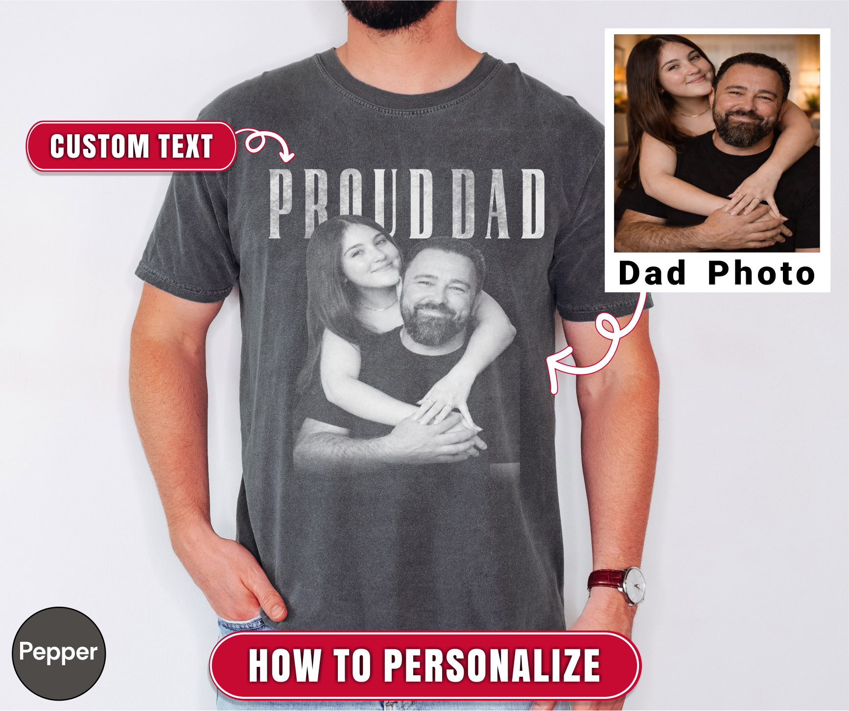 Custom Photo Proud Dad Shirt