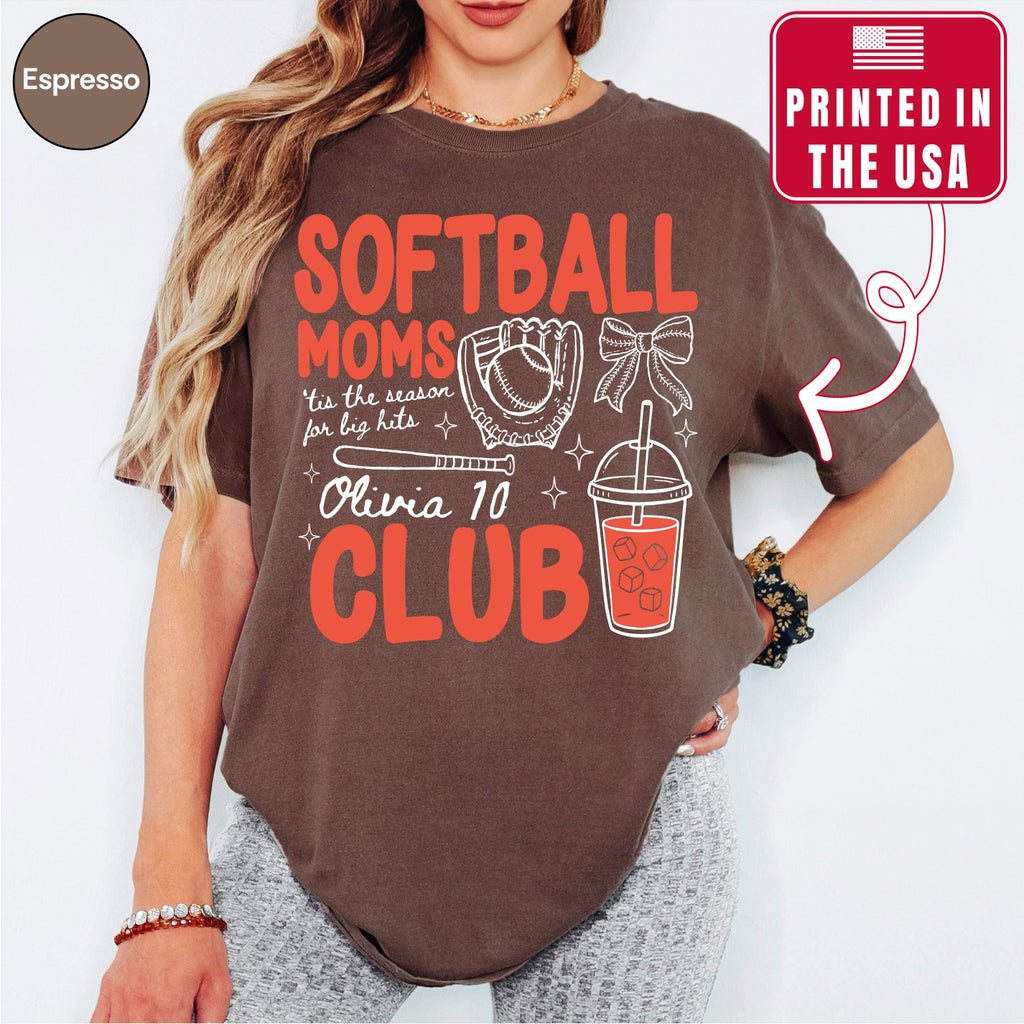 Custom Softball Mom Club Shirt, Retro Softball Doodle Style