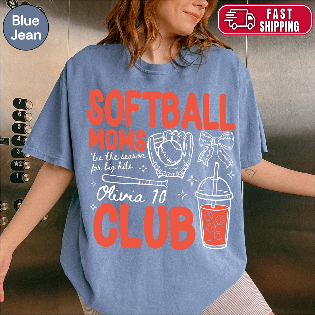Custom Softball Mom Club Shirt, Retro Softball Doodle Style