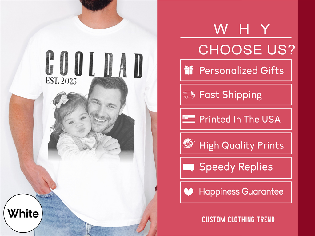 Custom Photo Cool Dad Est Year Shirt
