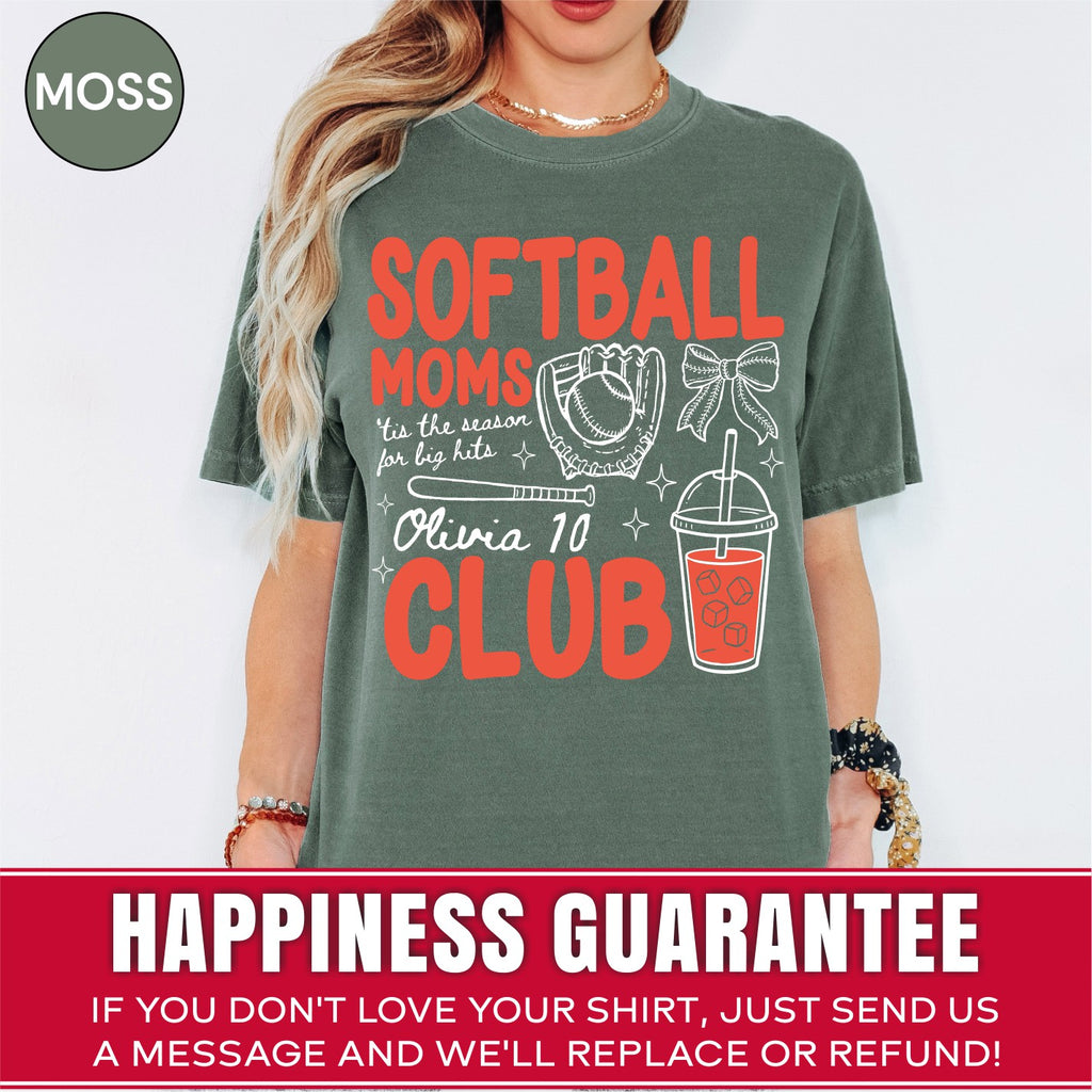 Custom Softball Mom Club Shirt, Retro Softball Doodle Style