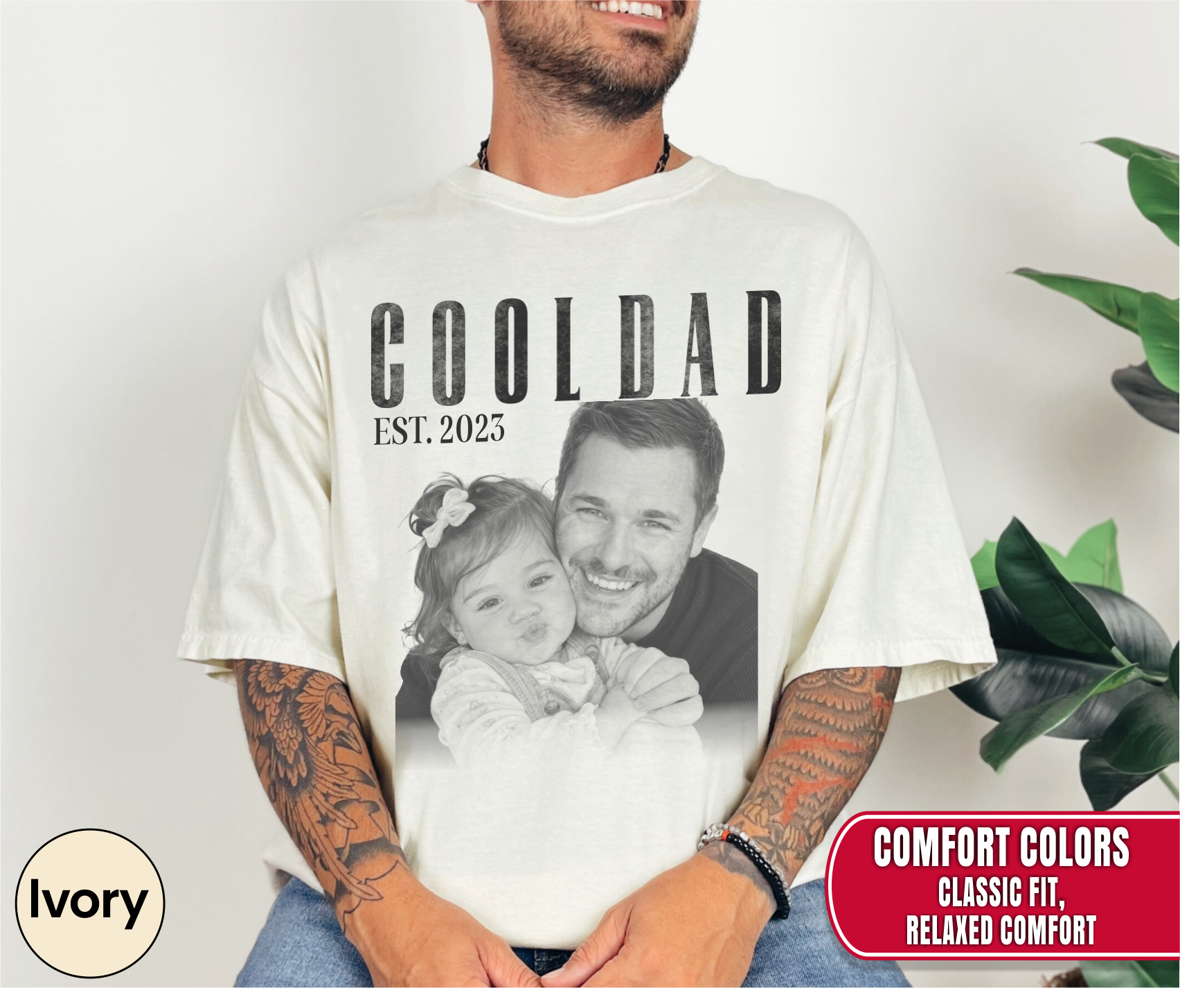 Custom Photo Cool Dad Est Year Shirt