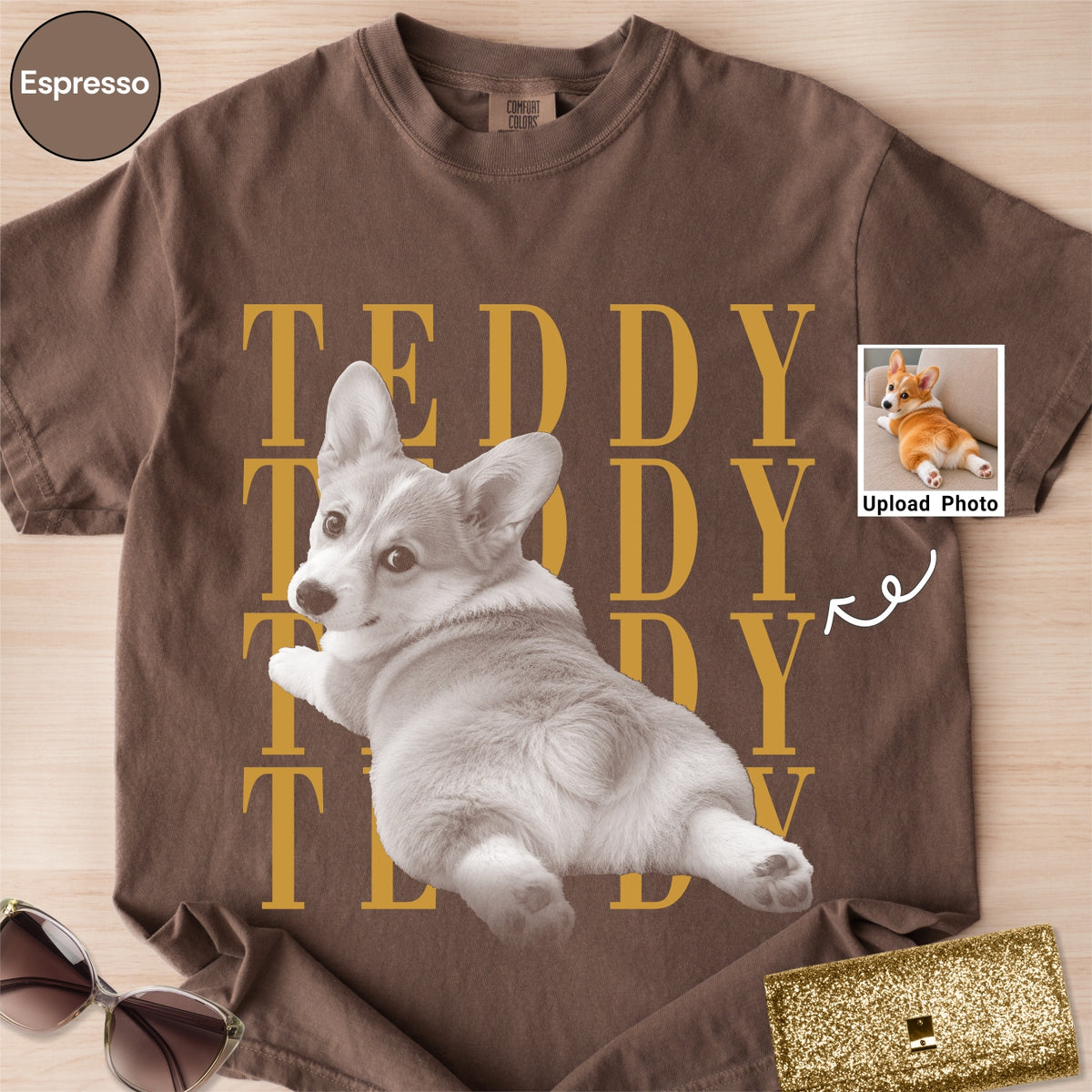 Custom Corgi Dog photo Comfort Colors Shirt