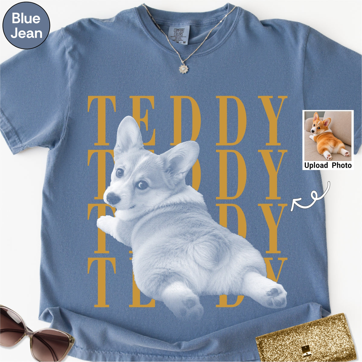 Custom Corgi Dog photo Comfort Colors Shirt