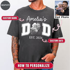New Dad Custom Photo T-Shirt | Personalized Varsity DAD Est. Year Tee