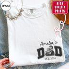 New Dad Custom Photo Pocket T-Shirt — Personalized Daughter Name Varsity Style Est.