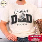 New Dad Custom Photo T-Shirt | Personalized Varsity DAD Est. Year Tee