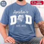 New Dad Custom Photo T-Shirt | Personalized Varsity DAD Est. Year Tee