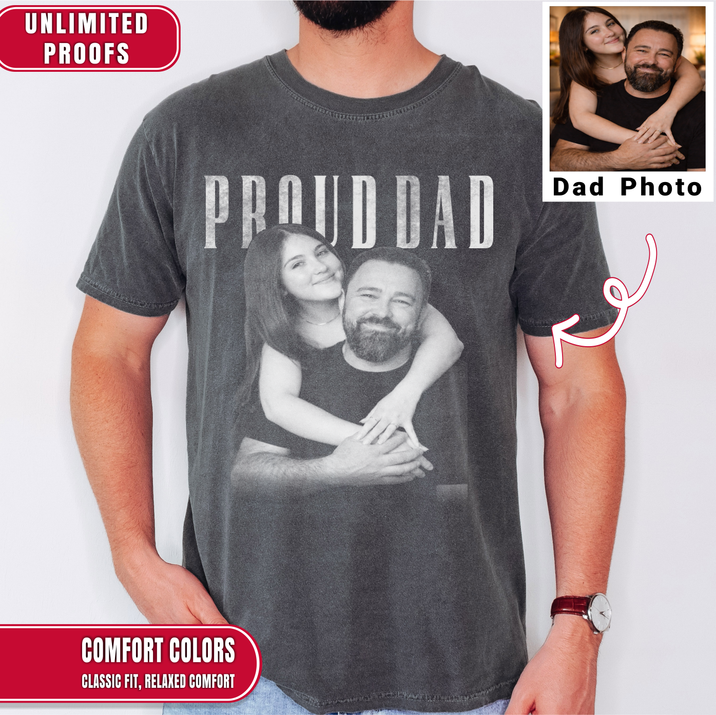 Custom Photo Proud Dad Shirt