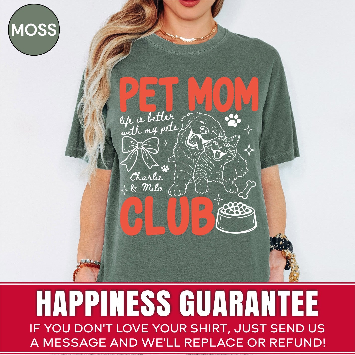 Custom Pet Mom Club Shirt, Retro Preppy Pet Doodle Style