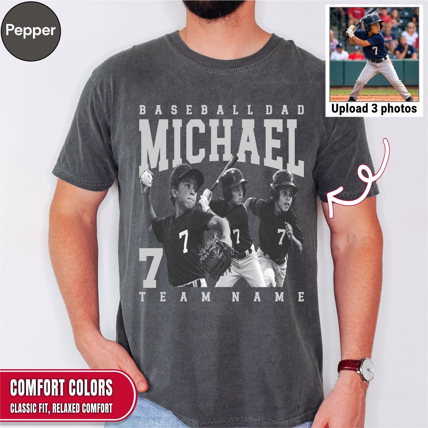 Baseball Dad Custom Photo Shirt
