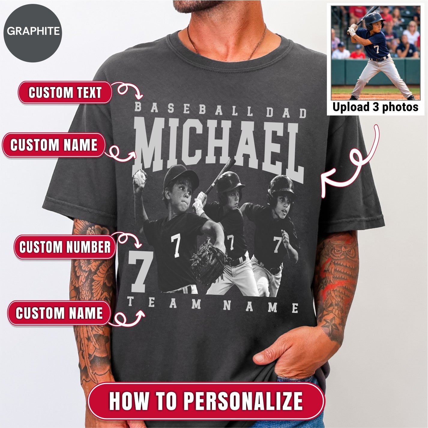 Baseball Dad Custom Photo Shirt
