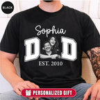 Custom Dad Photo T-Shirt, Personalized Kids Names Varsity Style Est. Year Tee