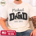 Custom Dad Photo T-Shirt, Personalized Kids Names Varsity Style Est. Year Tee