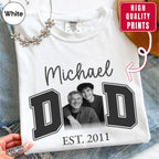 Custom Dad Photo T-Shirt, Personalized Kids Names Varsity Style Est. Year Tee