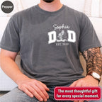 Custom Dad Photo Pocket T-Shirt — Personalized Kids Names Varsity Style Est. Year Tee