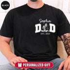 Custom Dad Photo Pocket T-Shirt — Personalized Kids Names Varsity Style Est. Year Tee