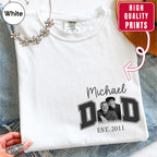 Custom Dad Photo Pocket T-Shirt — Personalized Kids Names Varsity Style Est. Year Tee