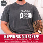 Custom Dad Photo Pocket T-Shirt — Personalized Kids Names Varsity Style Est. Year Tee