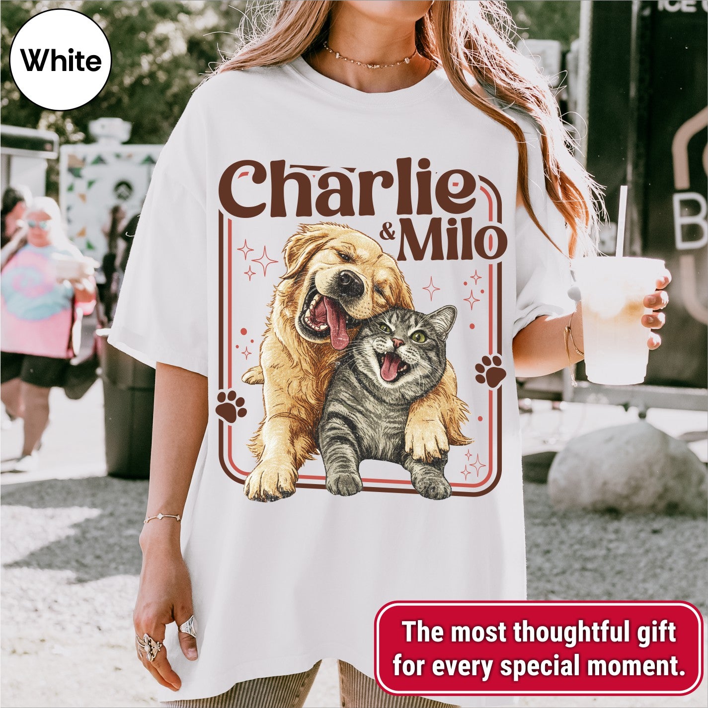 Custom Dog Cat Illustrated Poster Retro Vintage Style Shirt