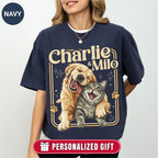 Custom Dog Cat Illustrated Poster Retro Vintage Style Shirt