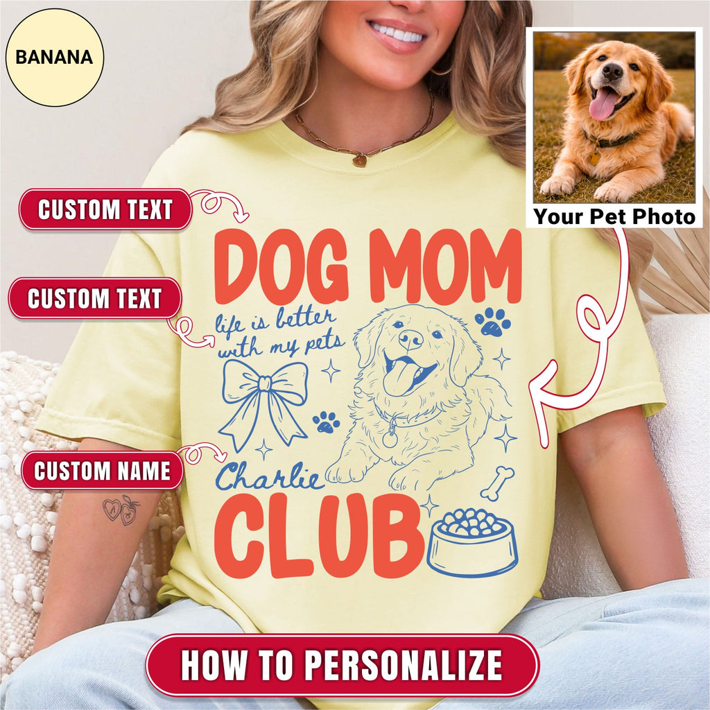 Custom Dog Mom Club Shirt, Retro Preppy Dog Doodle Style