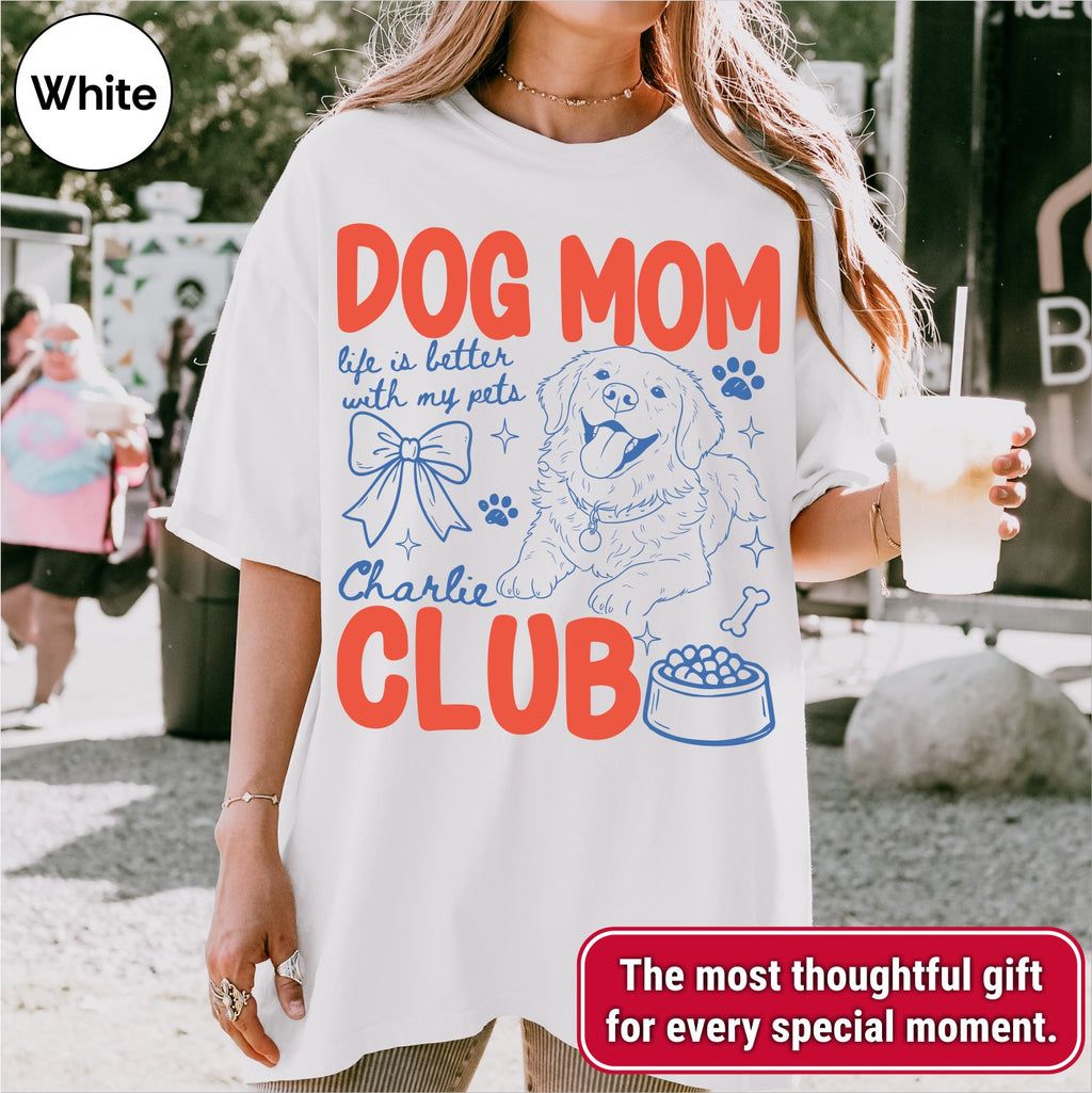 Custom Dog Mom Club Shirt, Retro Preppy Dog Doodle Style